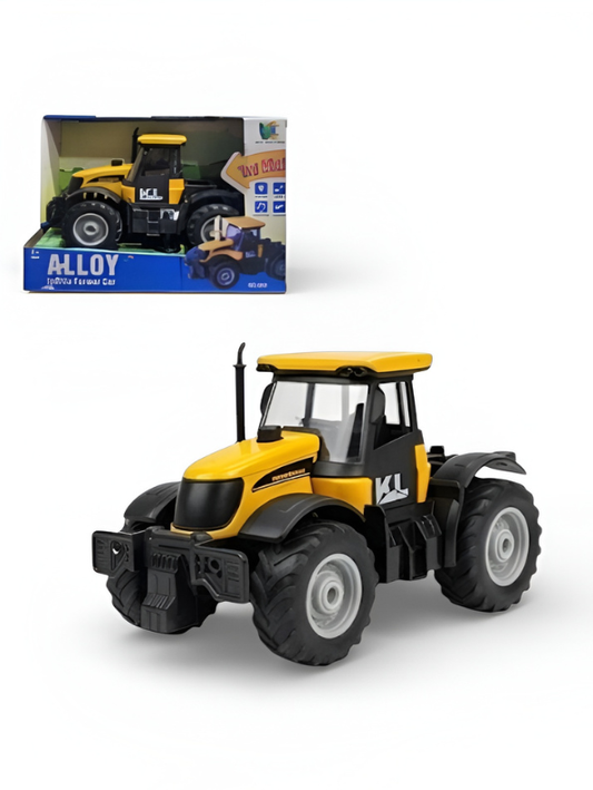 Farm Tractor Toy – Yellow Heavy-Duty Engineering Vehicle, Friction Powered Alloy Tractor TV2186.
