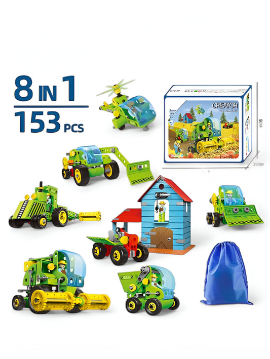 Farm Vehicles Toy Set 8-in-1 For Kids (NX-N-24) - Durable Farming Playset with Trucks & Tractors