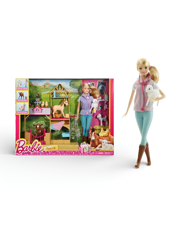 Farm Vet Doll Playset with Animal Figures, Barn Structure & Veterinary Medical Accessories NX13256.