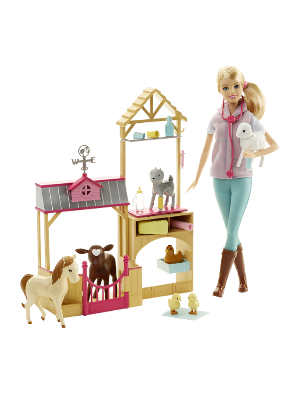 Farm Vet Doll Playset with Animal Figures, Barn Structure & Veterinary Medical Accessories NX13256.