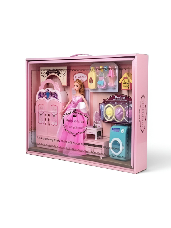 Fashion Doll Playset Pink Wardrobe & Washing Machine Set TV5527.