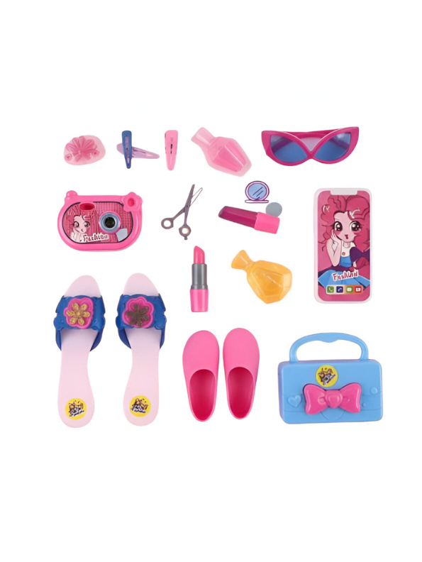 Fashion & Beauty Pretend Play Makeup Set for Girls with Toy Cosmetics and Accessories LMI9843.