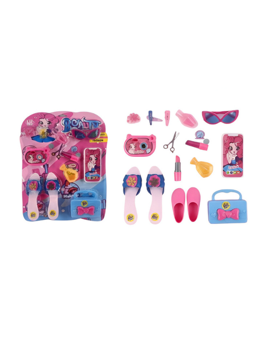 Fashion & Beauty Pretend Play Makeup Set for Girls with Toy Cosmetics and Accessories LMI9843.