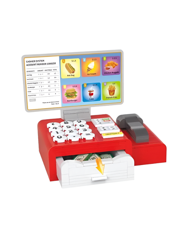 Fast Food Building Block Set – 498 Pieces with Cash Register, Burger, Hot Dog & Fries, Educational Construction Toy TV5674.