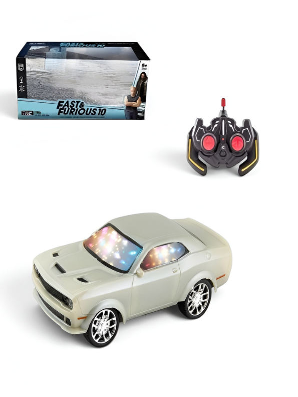 Fast & Furious 10 RC Car - Rechargeable Remote Control Toy Muscle Beige Car with Light-Up LED Windows, Racing Vehicle TV7313