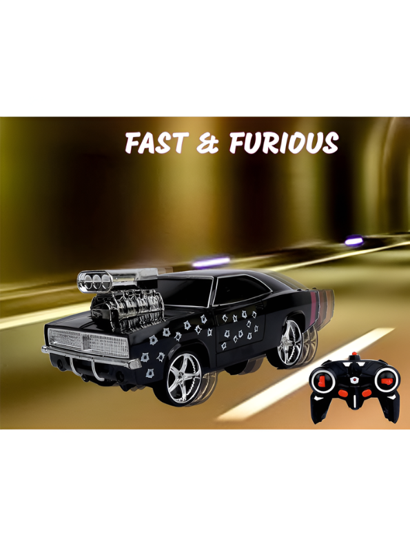 Fast & Furious 10 Style RC Muscle Car – Metallic 1:16 Scale Remote Control Racing Car with Chrome Supercharger Engine & Rechargeable Battery TV7318