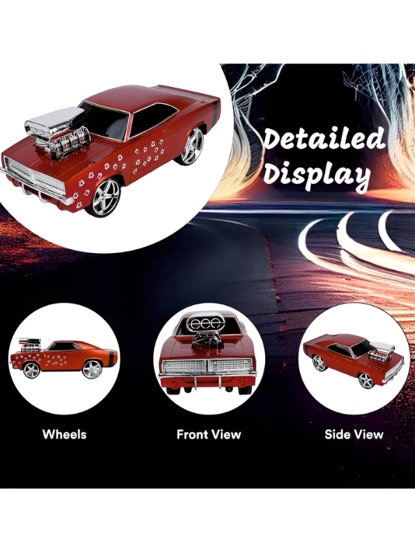 Fast & Furious 10 Style RC Muscle Car – Metallic Red 1:16 Scale Remote Control Racing Car with Chrome Supercharger Engine & Rechargeable Battery TV7318