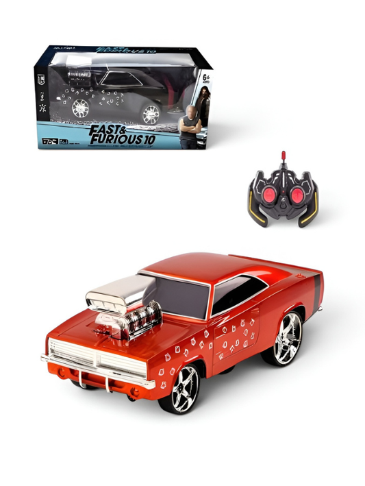 Fast & Furious 10 Style RC Muscle Car – Metallic Red 1:16 Scale Remote Control Racing Car with Chrome Supercharger Engine & Rechargeable Battery TV7318