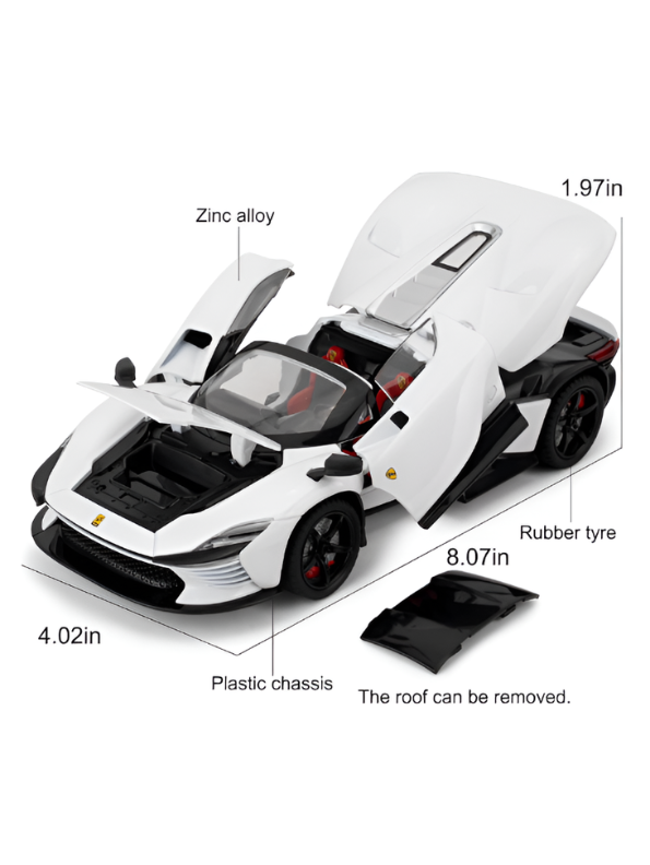 Ferrari Daytona SP3 Diecast Alloy Car 1:22 Scale | White Sports Car Model Collectible Die-Cast Replica MD607.