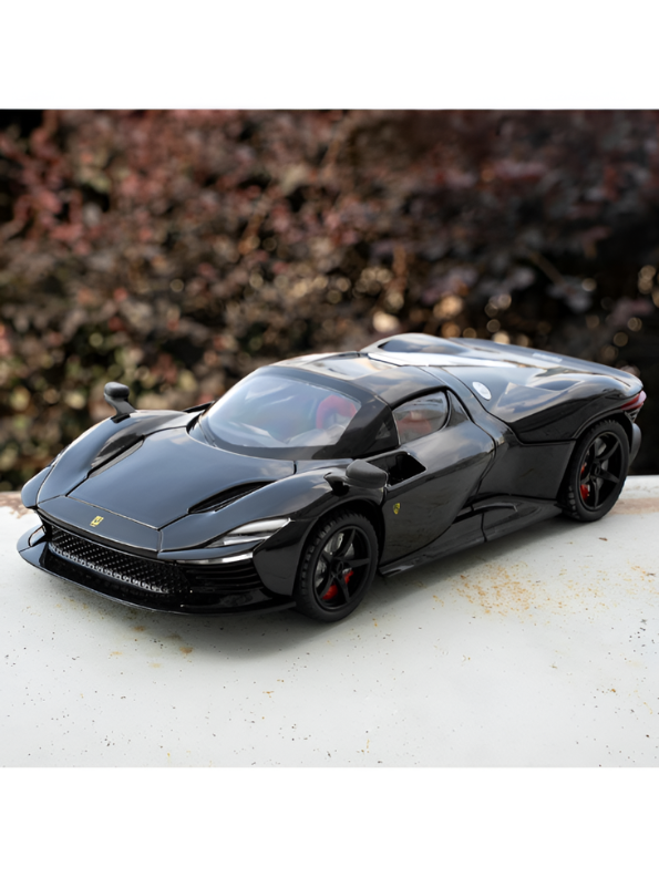 Ferrari Daytona SP3 Diecast Alloy Car 1:22 Scale | Black Sports Car Model Collectible Die-Cast Replica MD607.