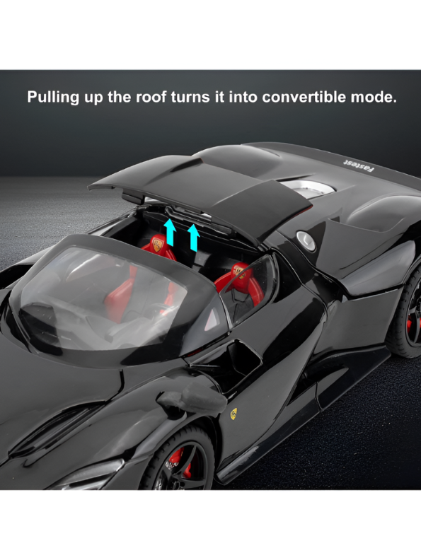 Ferrari Daytona SP3 Diecast Alloy Car 1:22 Scale | Black Sports Car Model Collectible Die-Cast Replica MD607.