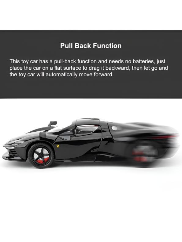 Ferrari Daytona SP3 Diecast Alloy Car 1:22 Scale | Black Sports Car Model Collectible Die-Cast Replica MD607.