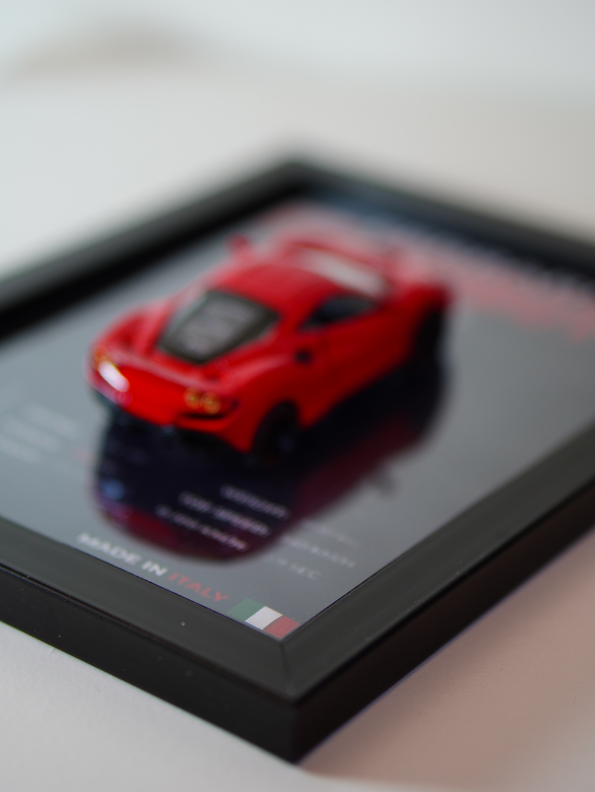 Ferrari F8 Tributo 2019 3D Frame Car Diecast Model – Luxury Sports Car Wall Display.