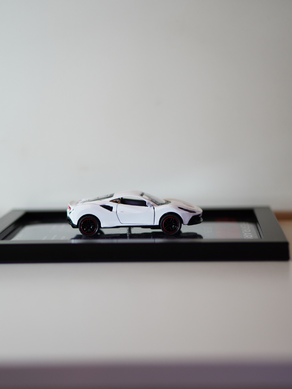Ferrari F8 Tributo 2019 3D Frame Car Diecast Model – Luxury Sports Car Wall Display White.