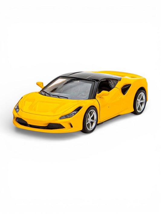 Ferrari F8 Tributo Diecast Car – Premium Collectible Model | Metal Sports Car Toy for Enthusiasts - Yellow Scale 1:32.