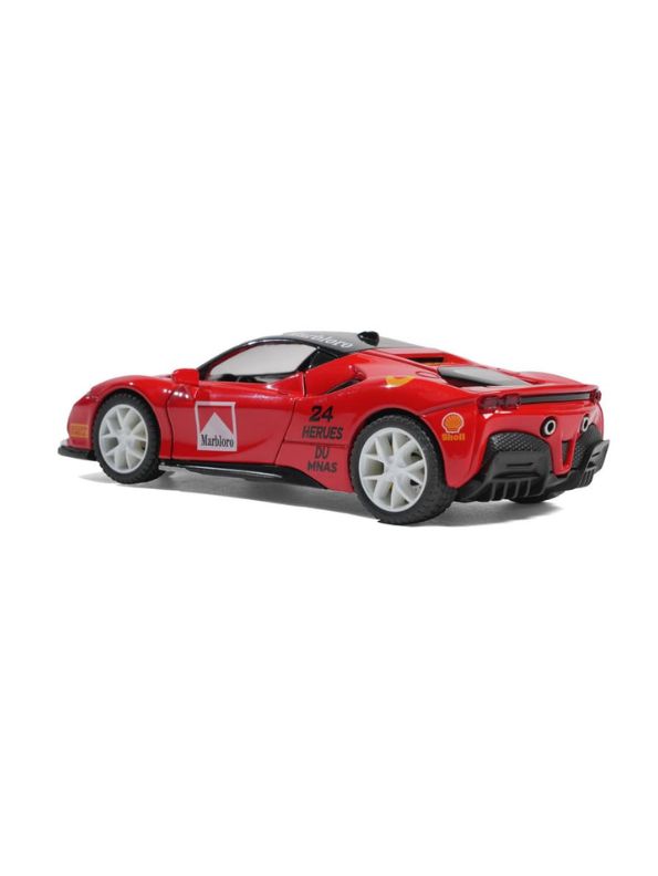 Ferrari SF90 Sports Car Diecast Model Scale 1:32 – Metallic Red –  With Acrylic Display Box