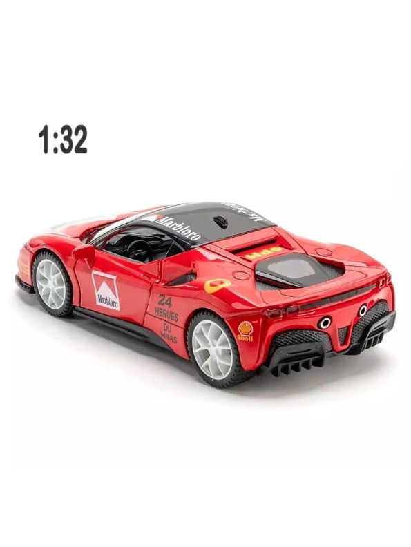 Ferrari SF90 Sports Car Diecast Model Scale 1:32 – Metallic Red –  With Acrylic Display Box