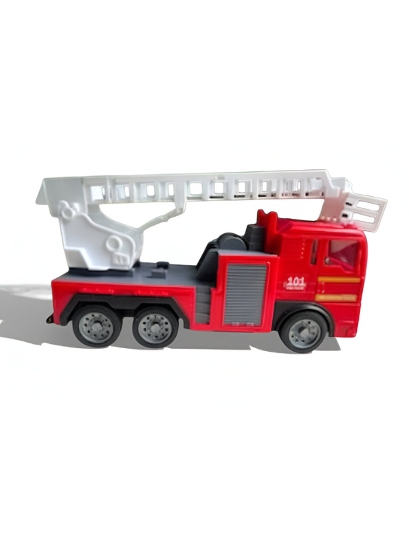 Fire Engine Toy Truck with Extendable White Ladder | Red Rescue Vehicle Toy LMI14021.