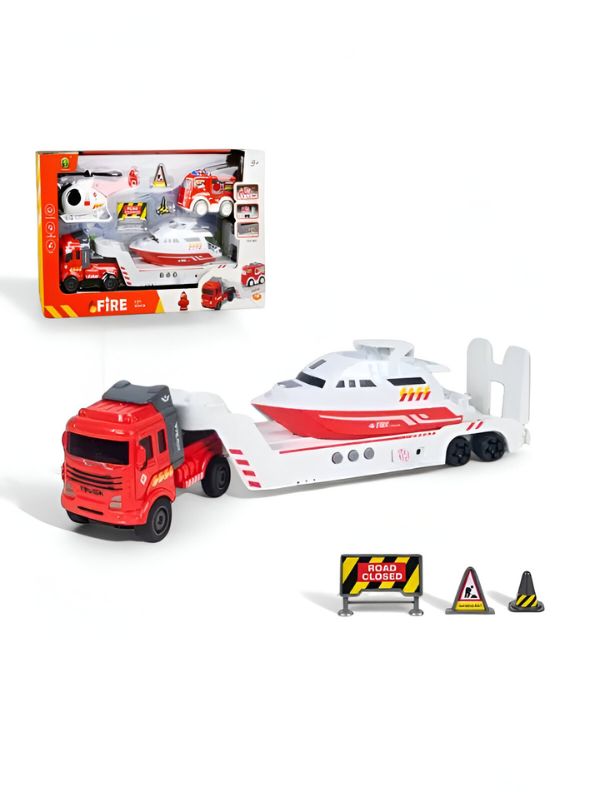 FireSquad – Go Fire Rescue Truck Set – Moveable Parts, No Batteries Needed, Vehicle Toy For Kids NX.