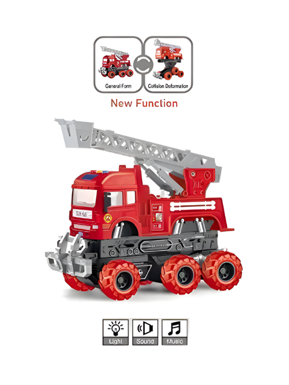 Fire Truck Deformation Toy – 6 Wheels Transforming Rescue Vehicle for Kids LMI11178.
