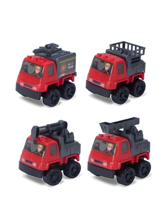 Fire Truck Playset  – 4-Pack Mini Die-Cast Rescue & Firefighter Vehicles LMI15840.