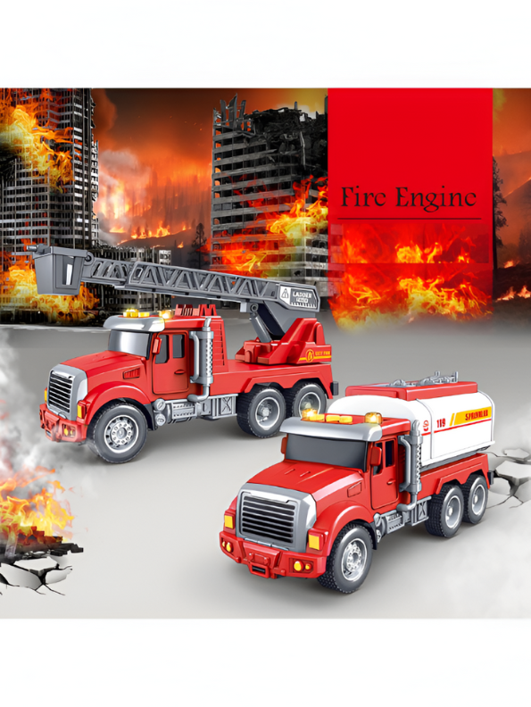 Fire Truck Toy with Extendable Rescue Ladder – Red Emergency Vehicle with Lights & Sound for Kids NX15347.