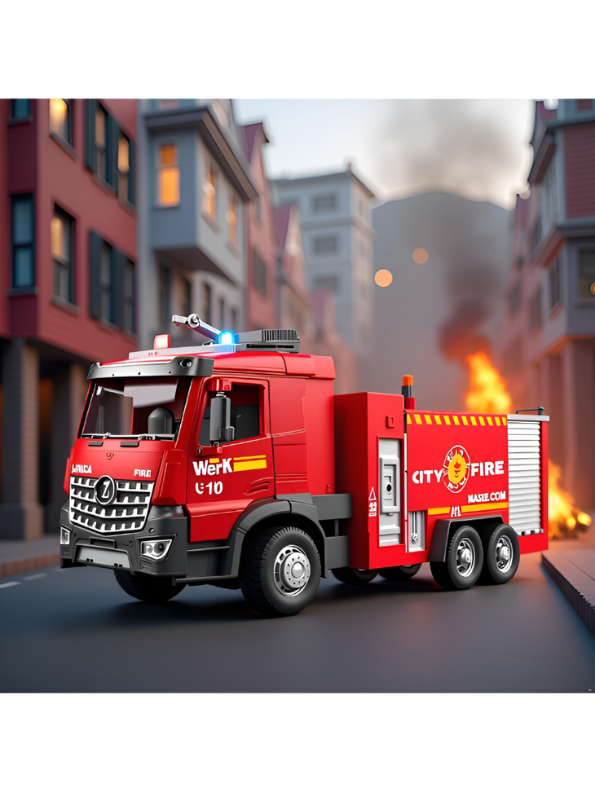Fire Truck Toy with Water Spray, Lights, Sound & Music – Interactive Rescue Vehicle TV7011.