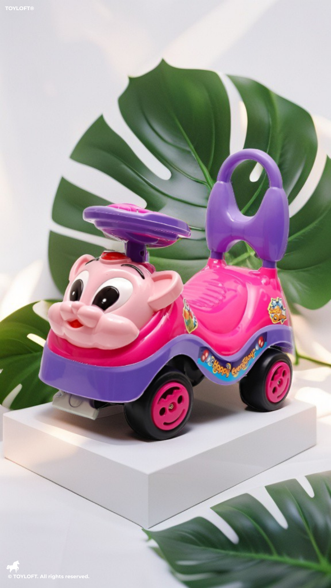 Toddler Ride-On Push Car with Musical Steering Wheel – Safe & Durable Foot-to-Floor Toy for Kids Aged 1-3 Years, Supports up to 15kg TV3755