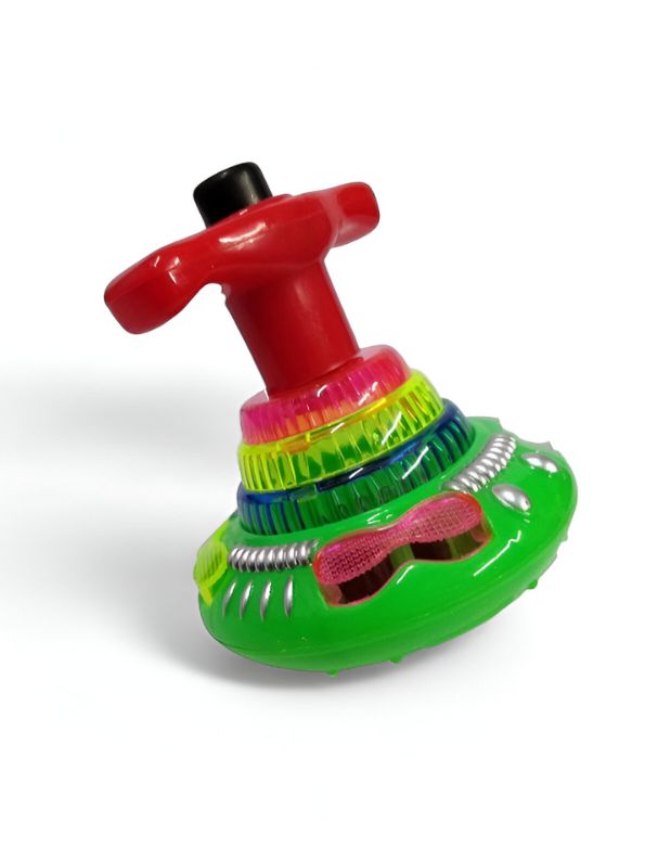 Green - Flashing Top – LED Spinning Music Gyro Toy for Kids | Light-Up Gyrator Toy with Sound & 360° Spinning Action.