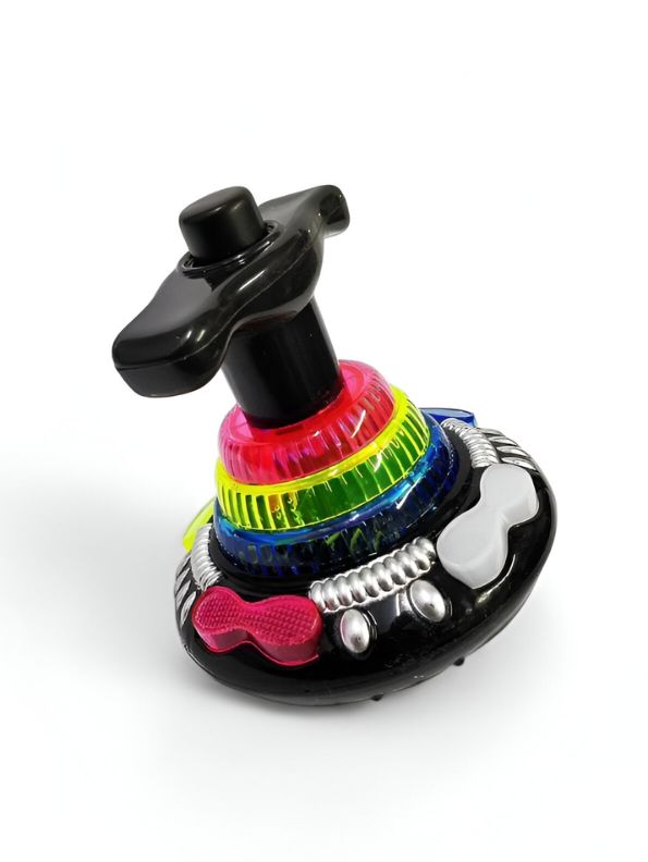 Black - Flashing Top – LED Spinning Music Gyro Toy for Kids | Light-Up Gyrator Toy with Sound & 360° Spinning Action.