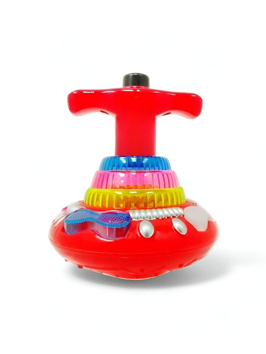 Red - Flashing Top – LED Spinning Music Gyro Toy for Kids | Light-Up Gyrator Toy with Sound & 360° Spinning Action.