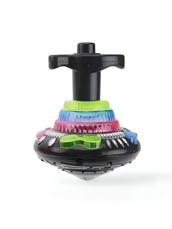 Black - Flashing Top – LED Spinning Music Gyro Toy for Kids | Light-Up Gyrator Toy with Sound & 360° Spinning Action.