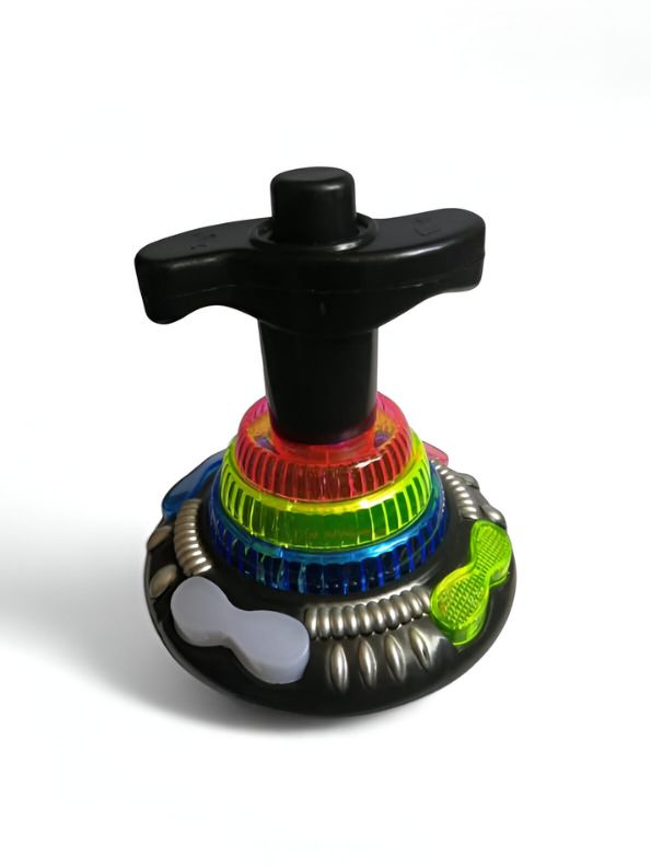 Black - Flashing Top – LED Spinning Music Gyro Toy for Kids | Light-Up Gyrator Toy with Sound & 360° Spinning Action.