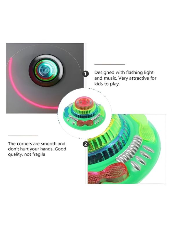 Green - Flashing Top – LED Spinning Music Gyro Toy for Kids | Light-Up Gyrator Toy with Sound & 360° Spinning Action.