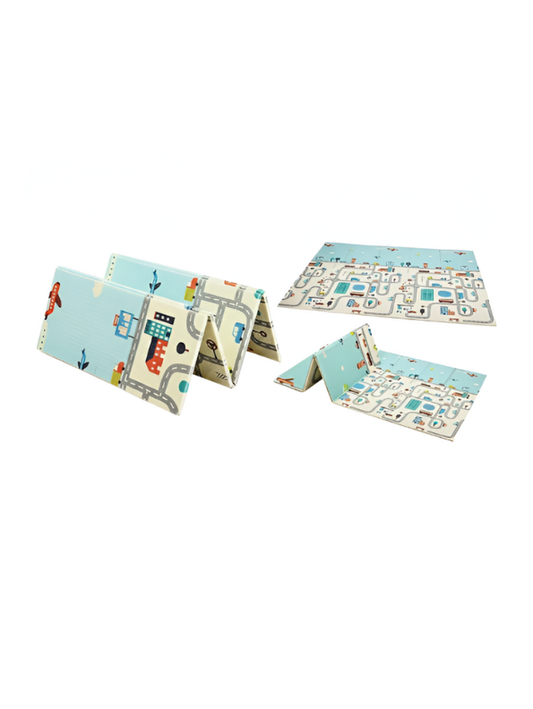 Foldable Baby Play Mat – Large Reversible Waterproof Foam Crawling Mat with Road Map LMI11766.