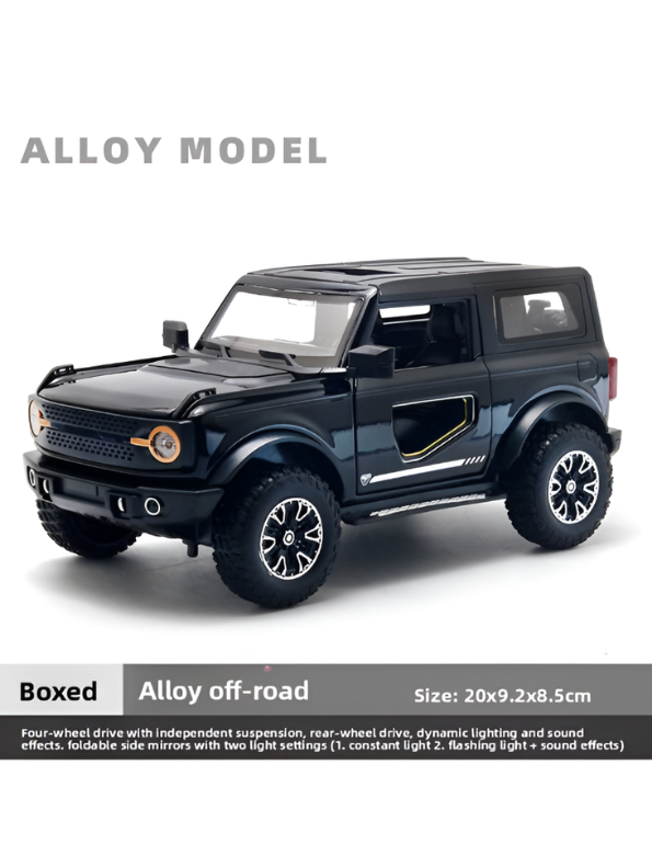 Ford Bronco Diecast Model Car – Black 1:24 Detailed Metal Collectible with Opening Doors TV7289
