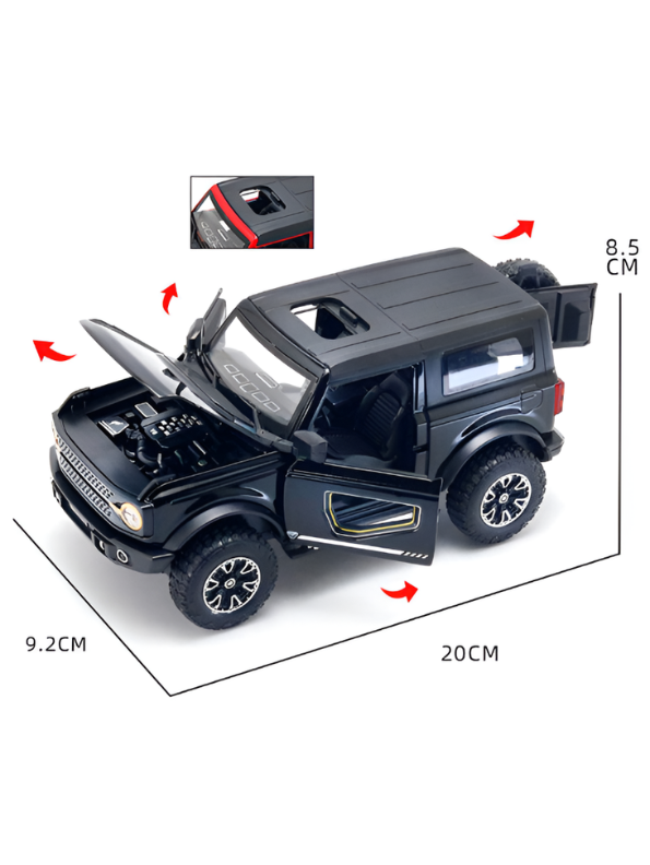 Ford Bronco Diecast Model Car – Black 1:24 Detailed Metal Collectible with Opening Doors TV7289