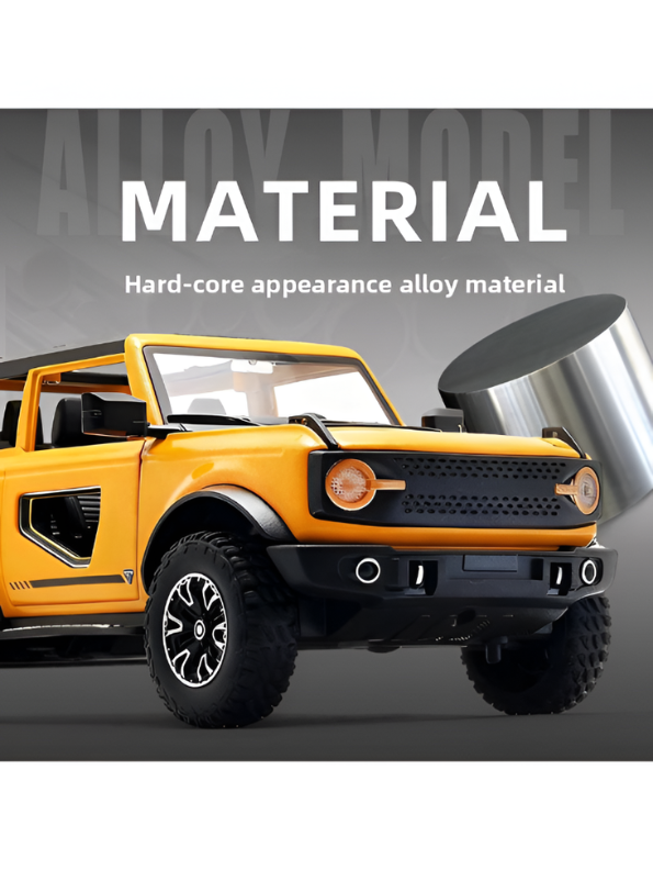 Ford Bronco Diecast Model Car – Yellow 1:24 Detailed Metal Collectible with Opening Doors TV7289