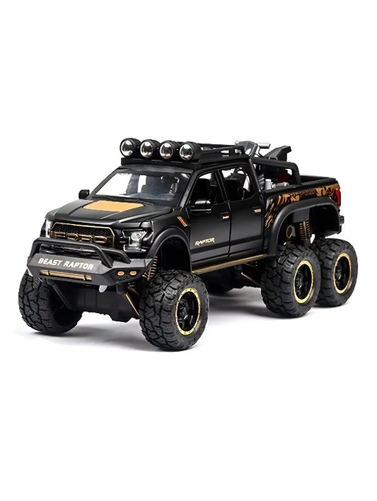 Ford Raptor F150 Metal Model 6X6 Diecast - Black Scale 1:24 (MD-17) - Toyloft