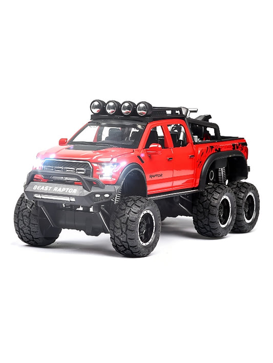 Ford Raptor F150 Metal Model 6X6 Diecast - Red Scale 1:24 (MD-17)