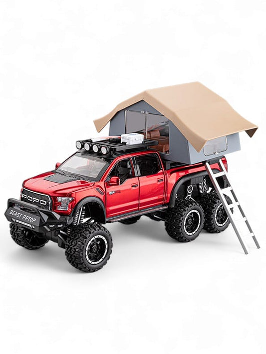 Ford Raptor F150 RV Diecast Car With Tent - 1:24 Scale - Metal Build - Big Size