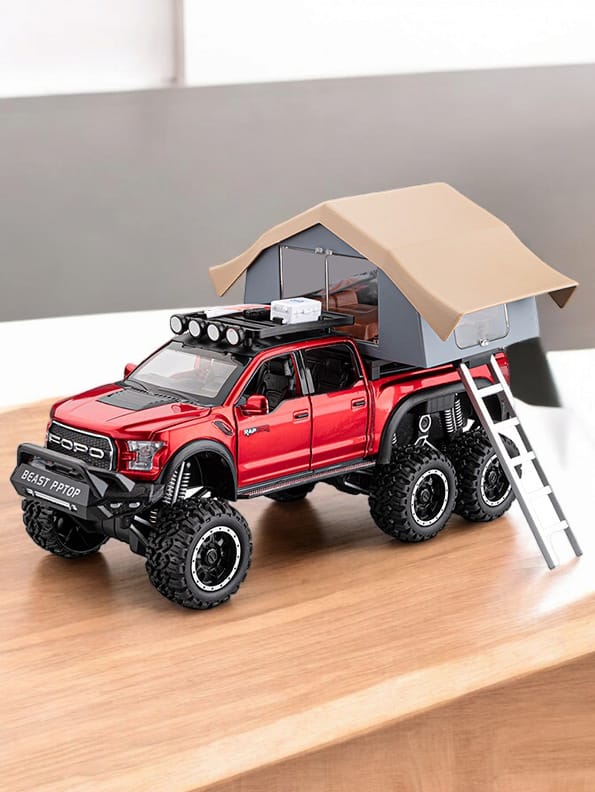 Ford Raptor F150 RV Diecast Car With Tent - 1:24 Scale - Metal Build - Big Size