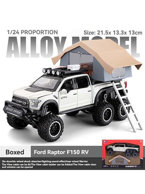 Ford Raptor F150 RV Diecast Car With Tent - 1:24 Scale - Metal Build - Big Size