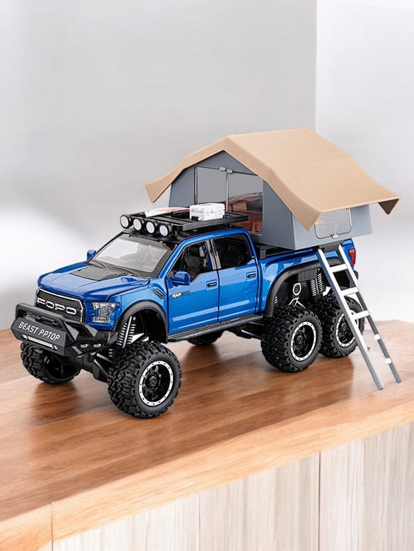 Ford Raptor F150 RV Diecast Car With Tent - 1:24 Scale - Metal Build - Big Size