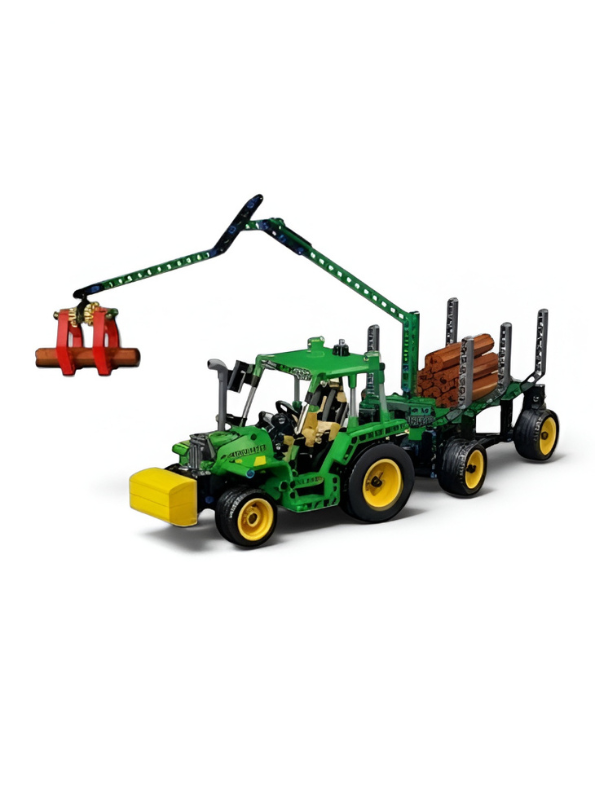 Forestry Logging Tractor Toy with Trailer & Crane Building Block Set TV5636.