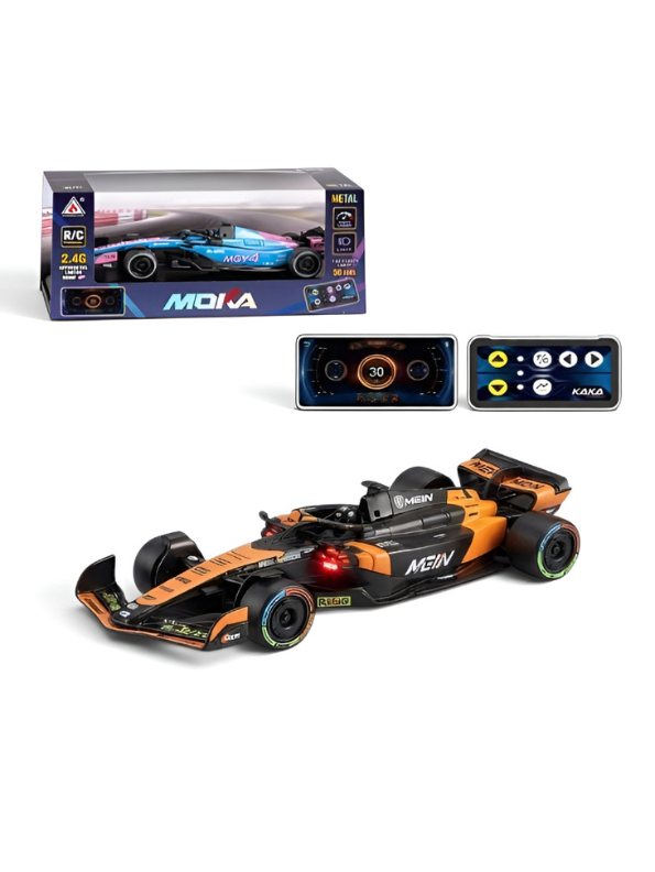 Formula 1 RC Racing Car | Orange 2.4G High-Speed Remote Control F1 Toy Car with Controller & Acrylic Display Box MD548
