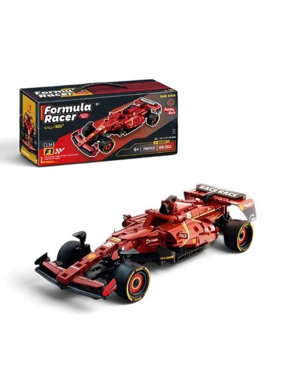 Formula Racer F1 Red Car Building – Pull-Back Brick Model Kit | Racing Car Construction Set MD66