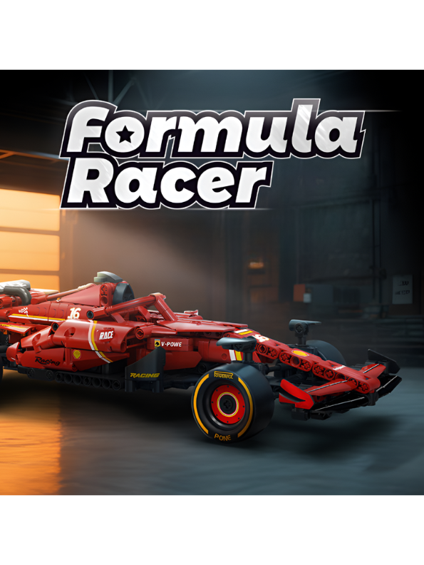 Formula Racer F1 Red Car Building – Pull-Back Brick Model Kit | Racing Car Construction Set MD66