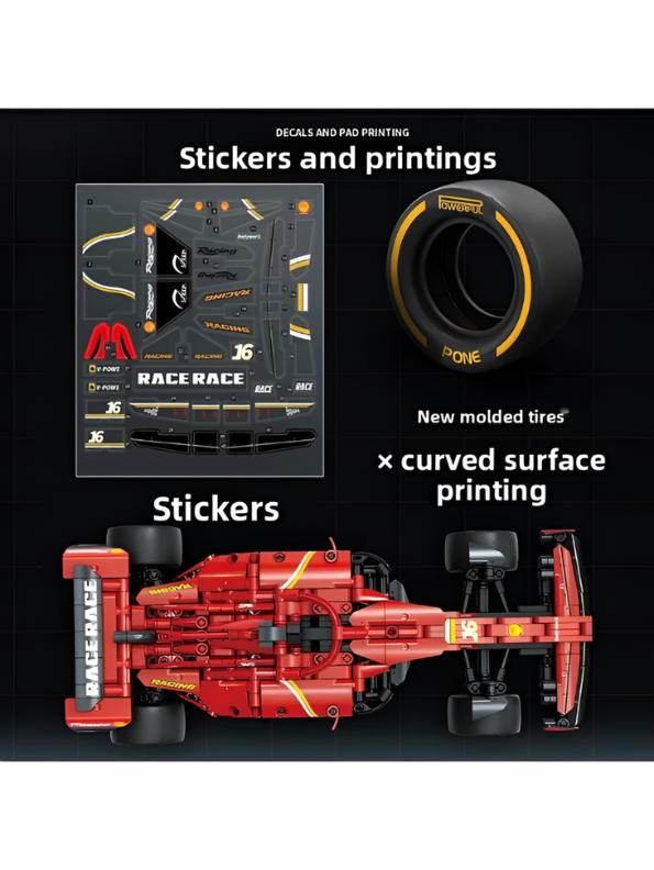 Formula Racer F1 Red Car Building – Pull-Back Brick Model Kit | Racing Car Construction Set MD66