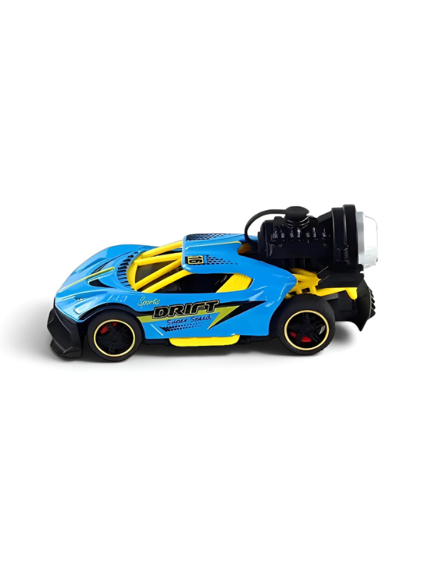 Friction-Powered Jet Racing Car with Rear Water Mist Smoke & LED Lights Blue LMI15389